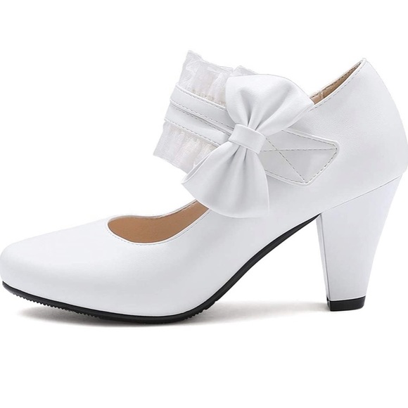 Shoes White Mary Jane Pumps Chunky Heel Poshmark